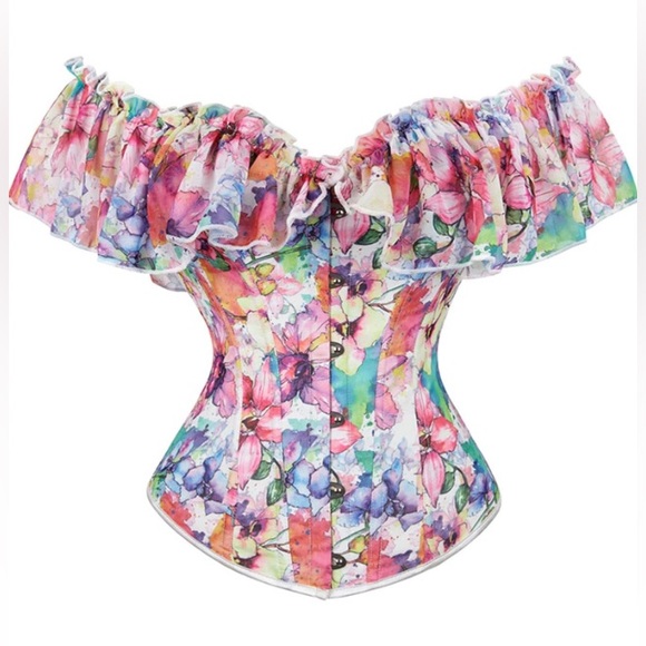 Tops - Floral Off-Shoulder Corset Top